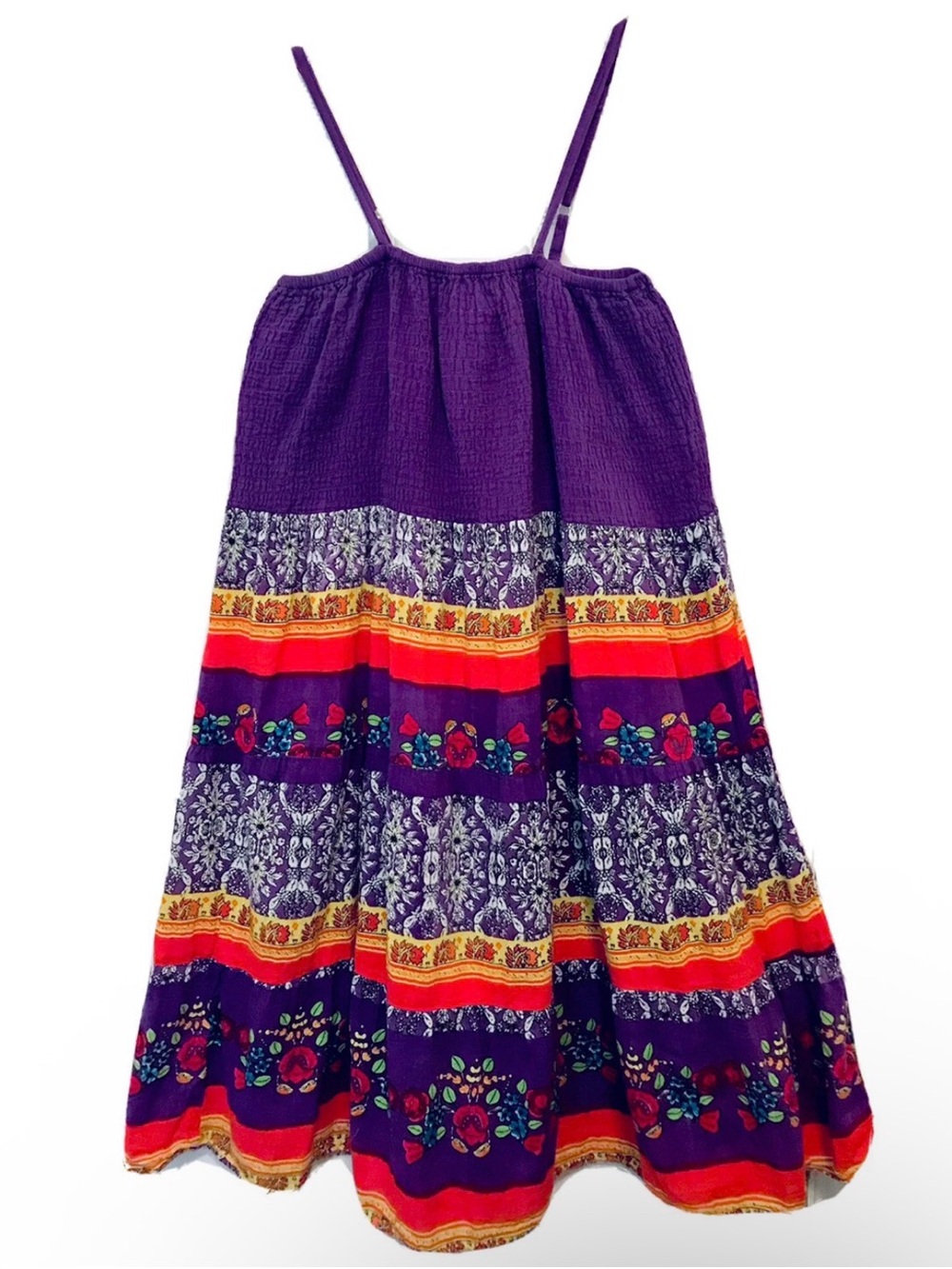 CYN BY Cynthia Mehra Womens Size Free S/M Purple Multi Floral Tiered Sundress
